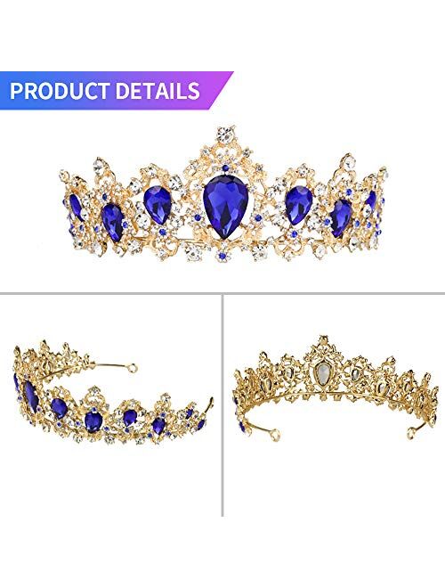 FeMo Baroque Vintage Rhinestone Crystal Crown - Tiaras and Crown for Women - Princess Rhinestone Crown for Christmas/Wedding/Prom/Pageant/Costume Birthday Party/Photograp