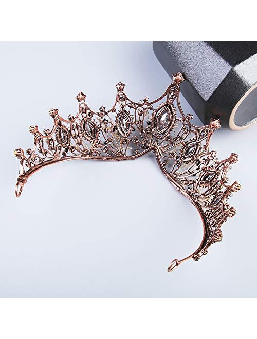 Baroque Queen Crown, Rhinestone Wedding Tiaras and Crown for Bride Handmade Crystal Headband Tiara for Women and Girls