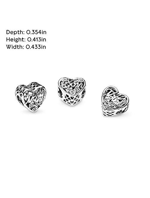 Pandora Jewelry Mother and Son Script Openwork Cubic Zirconia Charm in Sterling Silver