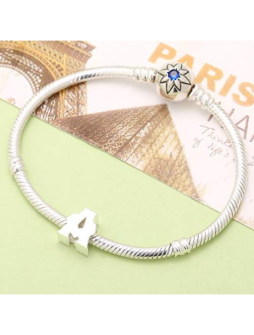 ABUN 925 Sterling Silver Letter Initial A-Z Alphabet Charm Bead Fits Charms Bracelet,Necklace