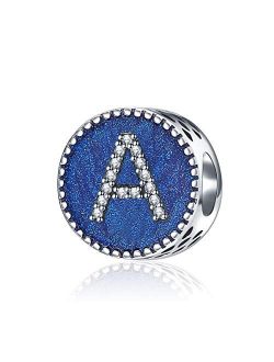 SOUKISS Solid 925 Sterling Silver Letter Beads Complete A~Z Gift Options Alphabet Charm Fit European Bracelets