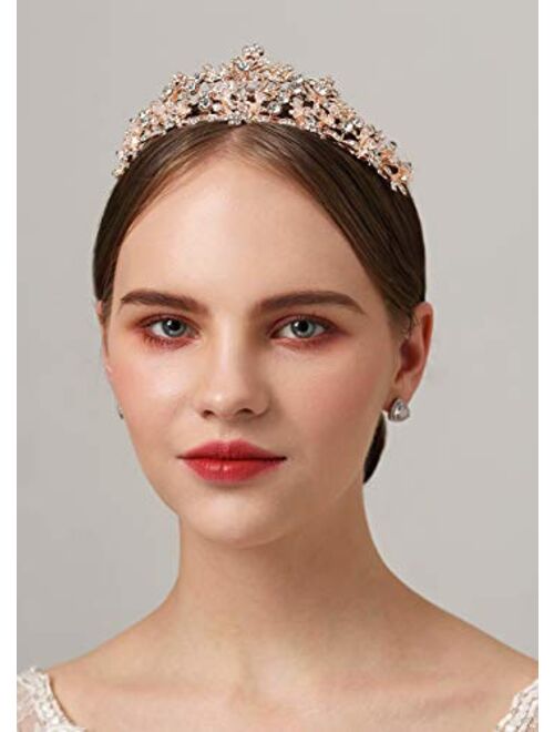 SWEETV Fairytale Rhinestone Princess Crown Wedding Tiara Party Hats Pageant Hair Jewelry, Silver+Clear