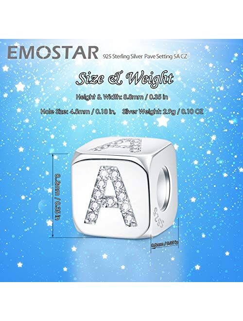 Square Cube Block Letter A-Z Alphabet Initial Charm Bead For Women For Teen 925 Sterling Silver For European Bracelet 