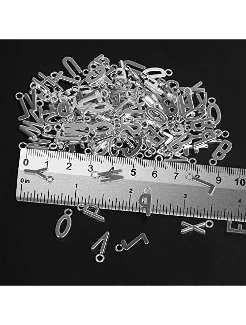 SANNIX 156Pcs/6 Sets Alphabet ABC Letter Charms A-Z Charms DIY Bracelet Necklace Pendants with 200Pcs Open Jump Rings for Jewelry Making