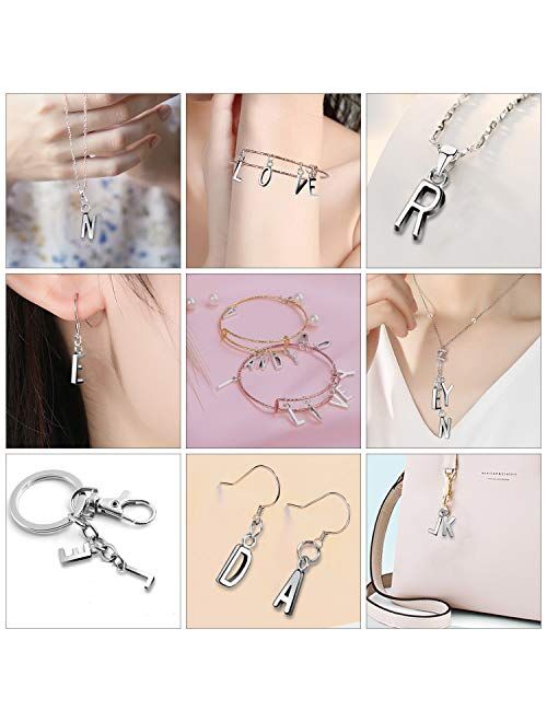 SANNIX 156Pcs/6 Sets Alphabet ABC Letter Charms A-Z Charms DIY Bracelet Necklace Pendants with 200Pcs Open Jump Rings for Jewelry Making