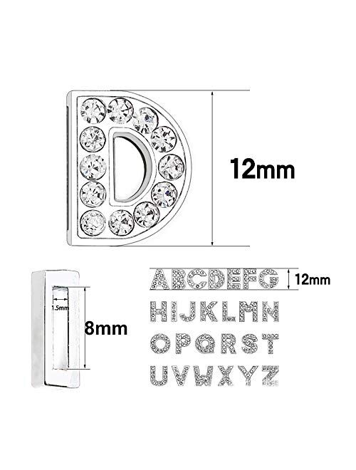 52pcs A-Z Full Rhinestones 8mm Slide Alphabet Letters for 8mm Slide Wristbands/Bracelets,Jewelry Making Charms