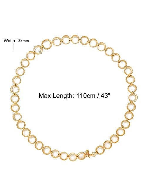Metal Waist Chain Women Girls Adjustable Body Link Belts Fashion Belly Jewelry for Jeans Dresses Gold