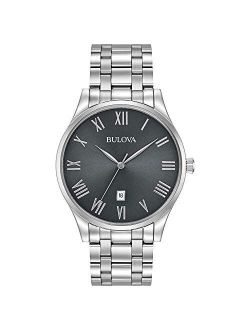 Men's Analog-Quartz Watch with Stainless-Steel Strap, Silver, 20 (Model: 96B261)