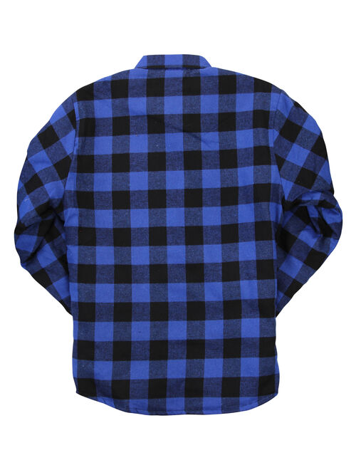 Men's Insulated Quilted Lined Flannel Shirt Jacket (Blue/Black, XXX-Large)