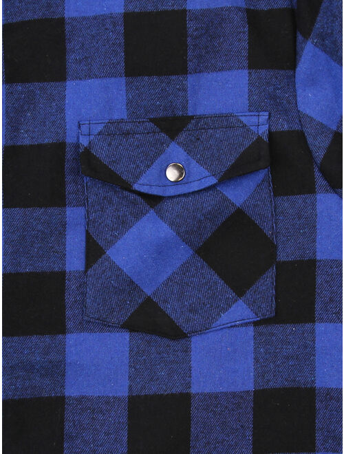 Men's Insulated Quilted Lined Flannel Shirt Jacket (Blue/Black, XXX-Large)