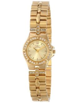 Women's Wildflower 21.5mm Crystal Accented Gold Tone Stainless Steel Quartz Watch, Silver (Model: 0134)