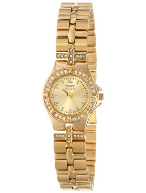 Invicta Women's Wildflower 21.5mm Crystal Accented Gold Tone Stainless Steel Quartz Watch, Silver (Model: 0134)