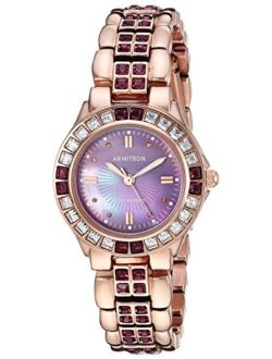 Women's 75/3689VMRG Amethyst Colored Swarovski Crystal Accented Rose Gold-Tone Watch