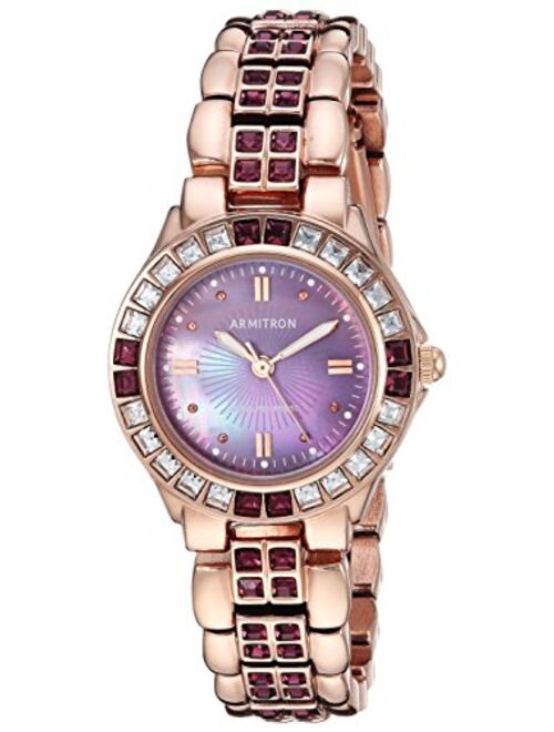 Armitron Women's 75/3689VMRG Amethyst Colored Swarovski Crystal Accented Rose Gold-Tone Watch