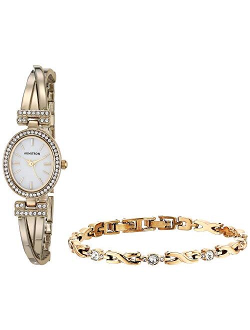 Armitron Women's Swarovski Crystal Accented Bangle Watch and Bracelet Set, 75/5381