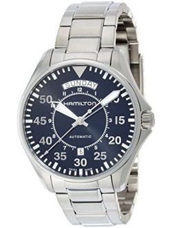 Men's 'Khaki Aviation' Swiss Automatic Stainless Steel Dress Watch, Color:Silver-Toned (Model: H64615135)