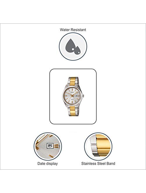 Casio - LTP-1302SG-7A - Classic Women’s Quartz Analogue Watch - Silver Dial - Two-Tone Steel Bracelet