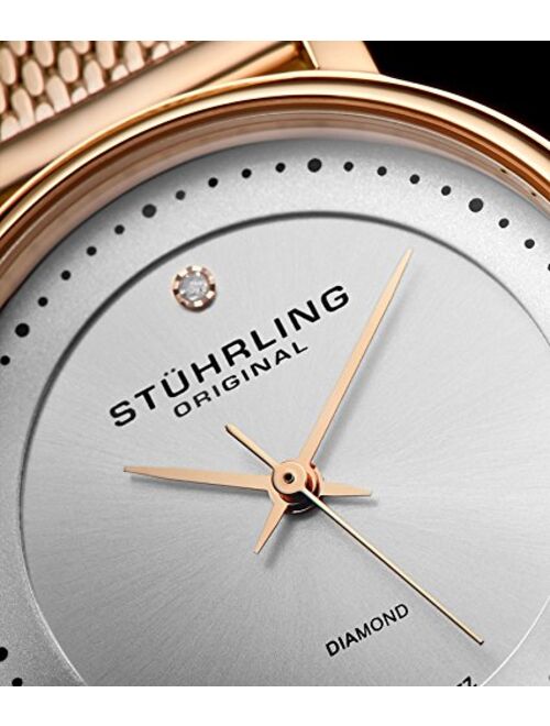 Stuhrling Original Women's Ascot Casatorra Elite Stainless Steel Watch with Diamond