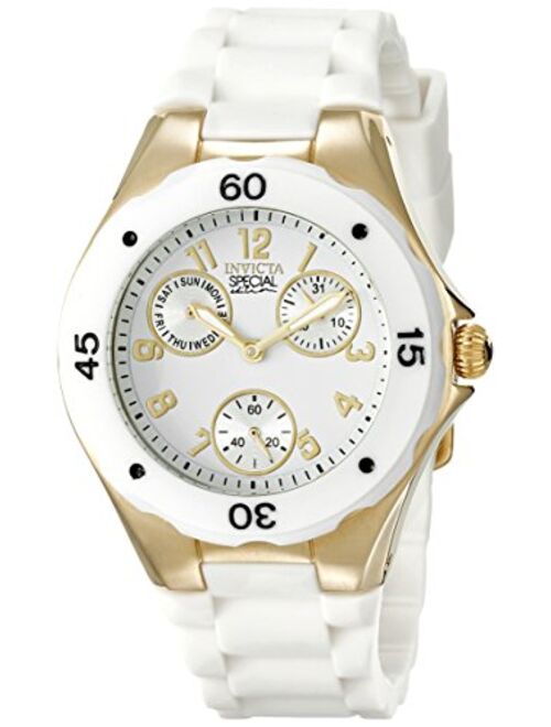 Invicta Women's Angel 38mm Stainless Steel Quartz Watch with White Silicone Band, White (Model: 18796)
