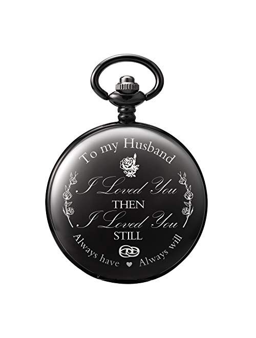 Treeweto Pocket Watch Valentines for Husband for Men Engraved Pocket Watches