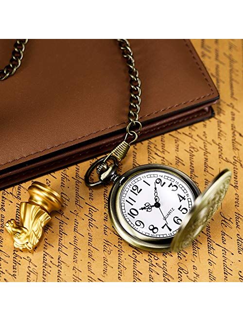 Morfong Quartz Pocket Watch Doctor Dr. Who Confession Pattern Fob Watches for Men Women with Chain Box