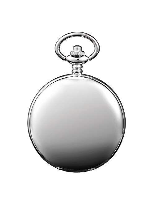 TREEWETO Men's Women's Pocket Watch Steampunk Skeleton Mechanical Silver Fob Retro Watches Double Case