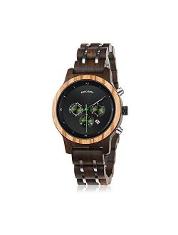 BOBO BIRD Women Wooden Watches Luxury Wood Metal Strap Chronograph & Date Display Quartz Watch Fashion Zebra Wood Casual Business Ebony Wristwatches