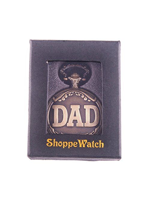 Dad Pocket Watch Quartz Movement with Chain White Dial Arabic Numerals Full Hunter Design PW-48