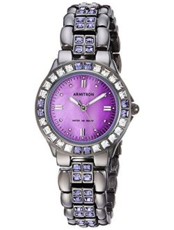 Women's 75/3689VMDG Purple Swarovski Crystal Accented Gunmetal Bracelet Watch