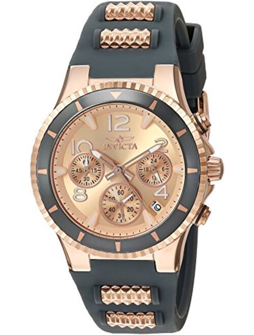Invicta Women's BLU 39mm Rose Gold Tone Stainless Steel and Silicone Chronograph Quartz Watch, Rose Gold/Black (Model: 24189)