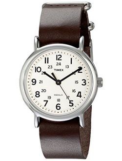 Unisex T2N893 Weekender Silver-Tone Watch with Leather Band