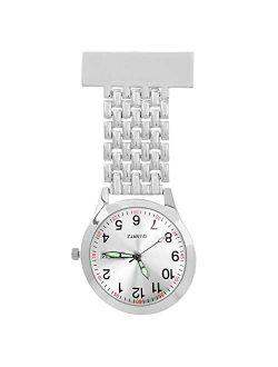 Fob Watches for Nurses, BicycleStore Nursing Watch with Adjustable Date and Weekday Stainless Steel Lapel Pin Watch Quartz Doctor Pocket Watch Clip-on for Women Men Birth