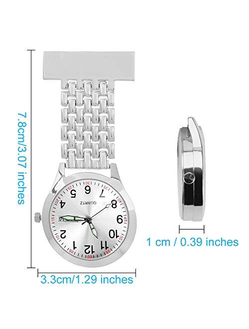 Fob Watches for Nurses, BicycleStore Nursing Watch with Adjustable Date and Weekday Stainless Steel Lapel Pin Watch Quartz Doctor Pocket Watch Clip-on for Women Men Birth