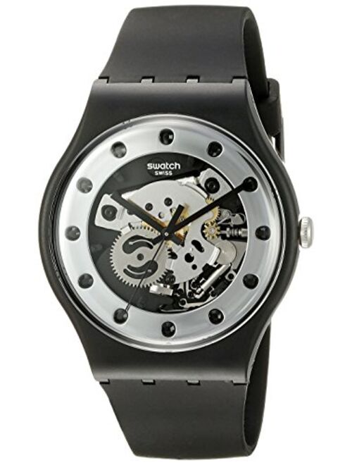 Swatch Unisex SUOZ147 Silver Glam Analog Display Quartz Black Watch