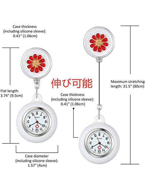1-5 Pack Retractable Clip on Nurse Watch with Second Hand for Women Lapel Hanging Nurses Watch for Nurses Doctors Badge Stethoscope Fob Pocket Watch