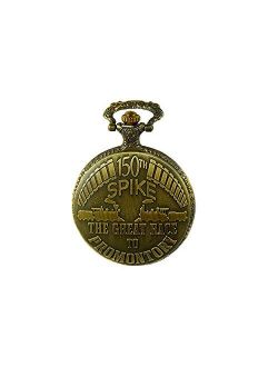 North American Railroad Approved, Railway Historical Train Steampunk Pocket Watch Promontory Point Utah 150th Spike Aniversary USA" Japanese Movement" Steam Engine #" 2"