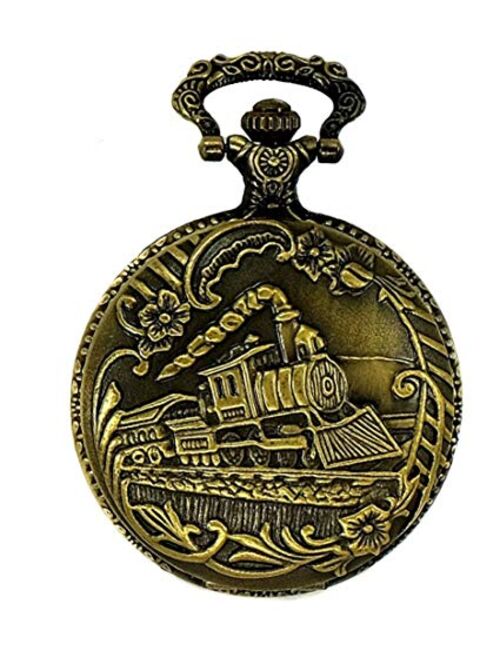 North American Railroad Approved, Railway Historical Train Steampunk Pocket Watch Promontory Point Utah 150th Spike Aniversary USA" Japanese Movement" Steam Engine #" 2"