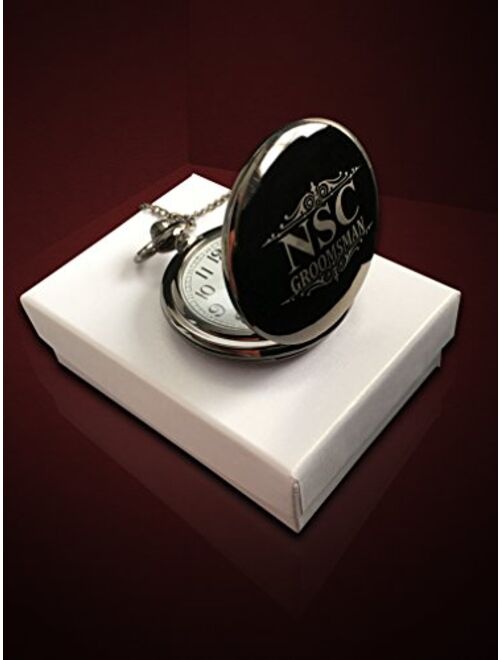 1 Personalized Pocket Watch - Customized Wedding Gifts - Engraving, Box, & Chain is Included, Comes in 5 Colors - Custom Made