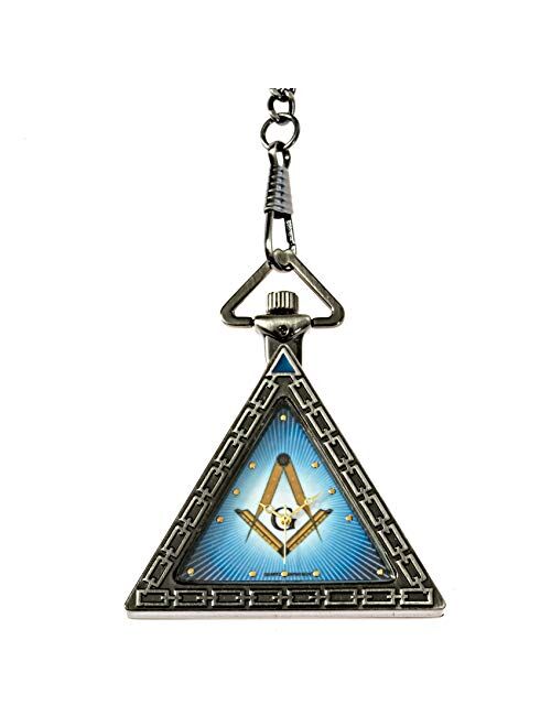 Triangular Square & Compass Masonic Pocket Watch - [Antique Brass Finish][2'' Tall]