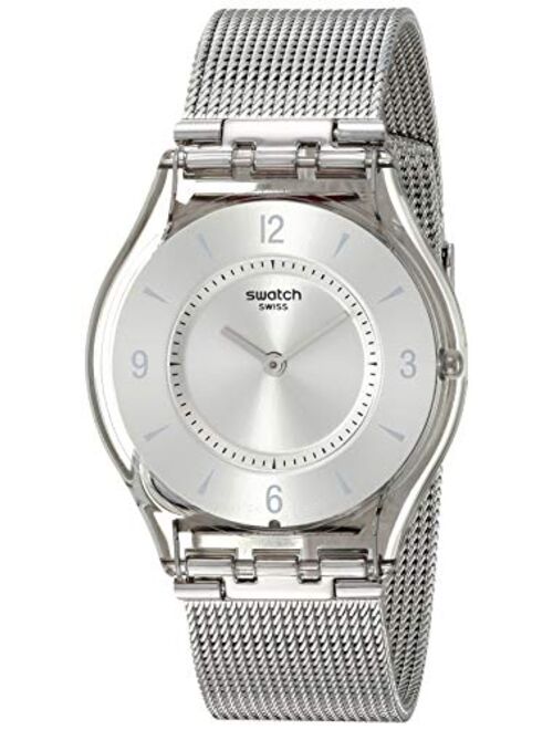 Swatch Women's SFM118M Quartz Stainless Steel Silver Dial Casual Watch