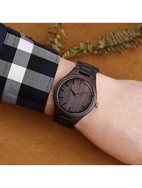 Customized Engraved Wooden Watches, Personalized Wood Watches for Men for Boyfriend My Man Fiance Husband Dad Son Birthday Anniversary Graduation Christmas with Wooden
