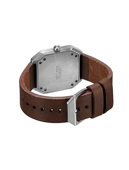 slow Jo 17 - Swiss Made one-hand 24 hour watch - Silver with dark brown leather band