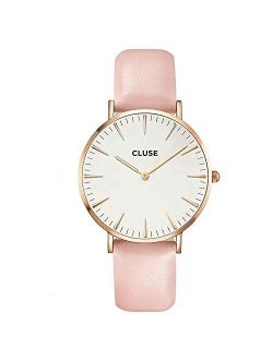 CLUSE La Bohème Rose Gold White Pink CL18014 Women's Watch 38mm Leather Strap Minimalistic Design Casual Dress Japanese Quartz Elegant Timepiece