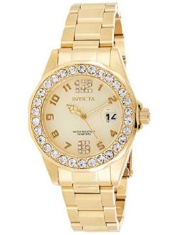 Women's 21397 Pro Diver 18k Gold Ion-Plated Stainless Steel Watch with Crystals