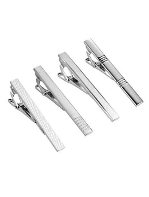 Tornito 4Pcs Tie Clips Set for Men Tie Bar Clip Set for Regular Skinny Ties Necktie Wedding Business Clips for Men
