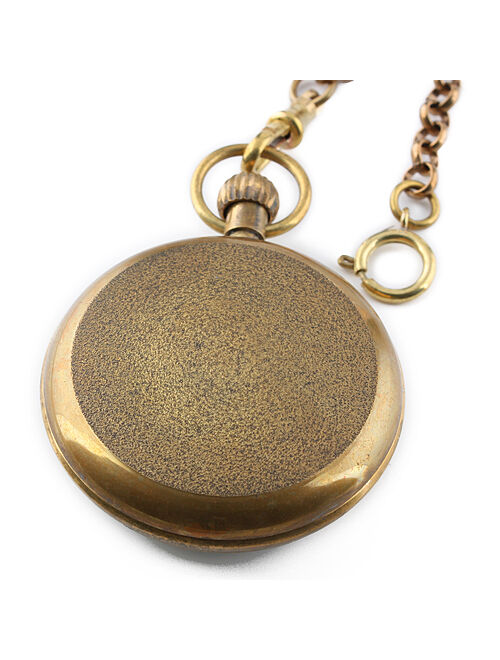 Hand-winding Brass Mechanical Pocket Watch Mens Golden Classic  Chain Gift