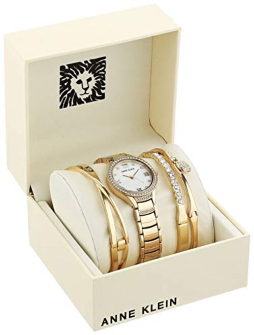 Anne Klein Women's Swarovski Crystal Accented Bracelet Watch and Bangle Set, AK/3580