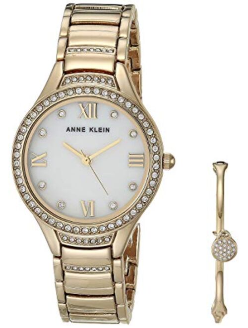 Anne Klein Women's Swarovski Crystal Accented Bracelet Watch and Bangle Set, AK/3580