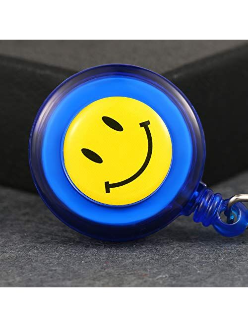 Women Girl's Nurse Watches Clip-on Hanging Lapel Silicone Jelly Fob Pocket Watch Cute Cartoon Smile Round Face Arabic Markers for Doctor - Blue