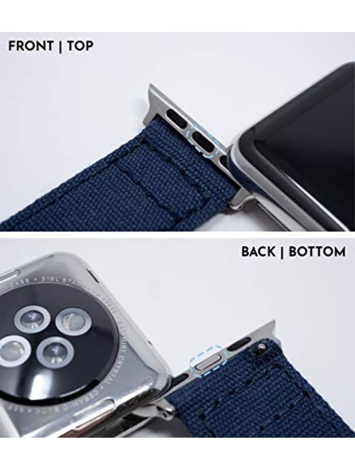 Barton Canvas Watch Bands - Stainless Steel Hardware - Quick Release - Choose Color - Compatible with All Apple Watches Series 1, 2, 3, 4, & 5-38mm/40mm & 42mm/44mm